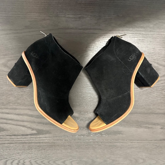 UGG Women’s Ginger Open-Toe Ankle Boots‎ -Black Suede Size 8,5 - Picture 5 of 9